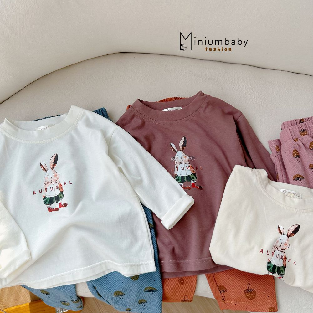 Bộ đồ dài tay quần dài thu đông in hoa cho bé gái chất liệu 100% cotton quần áo trẻ em miniumbabyfashion SB1657