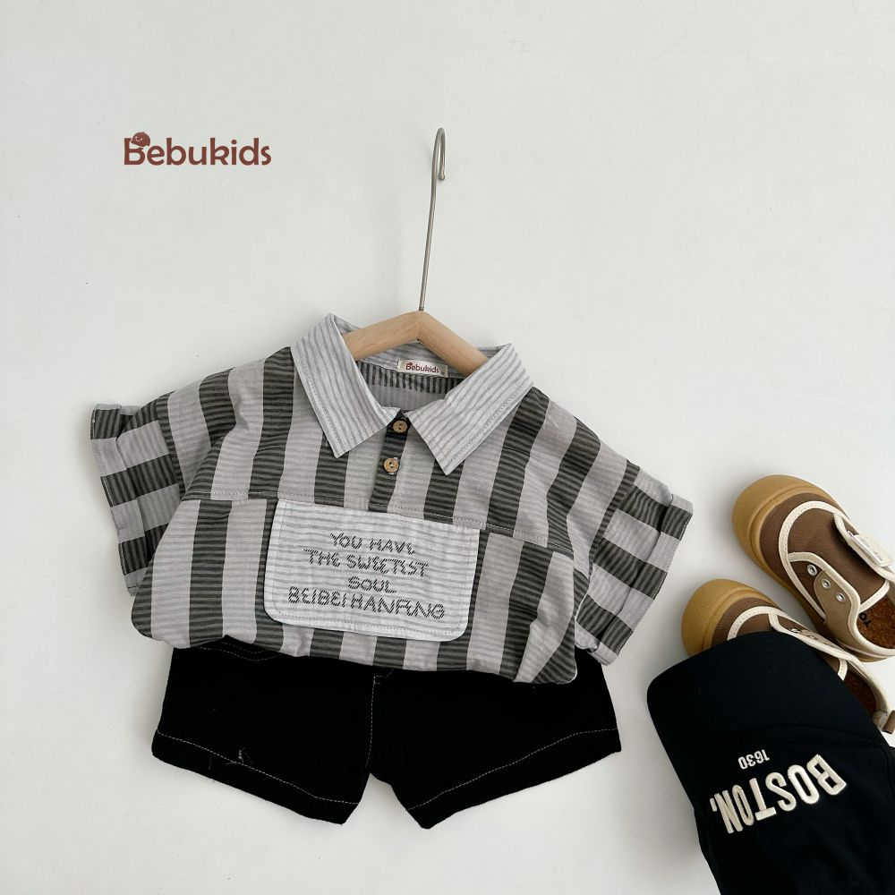 Set bộ cộc tay sơ mi đáng yêu mặc mùa hè cho bé trai, chất liệu 100% cotton,quần áo trẻ em Bebukidsstore SB1662