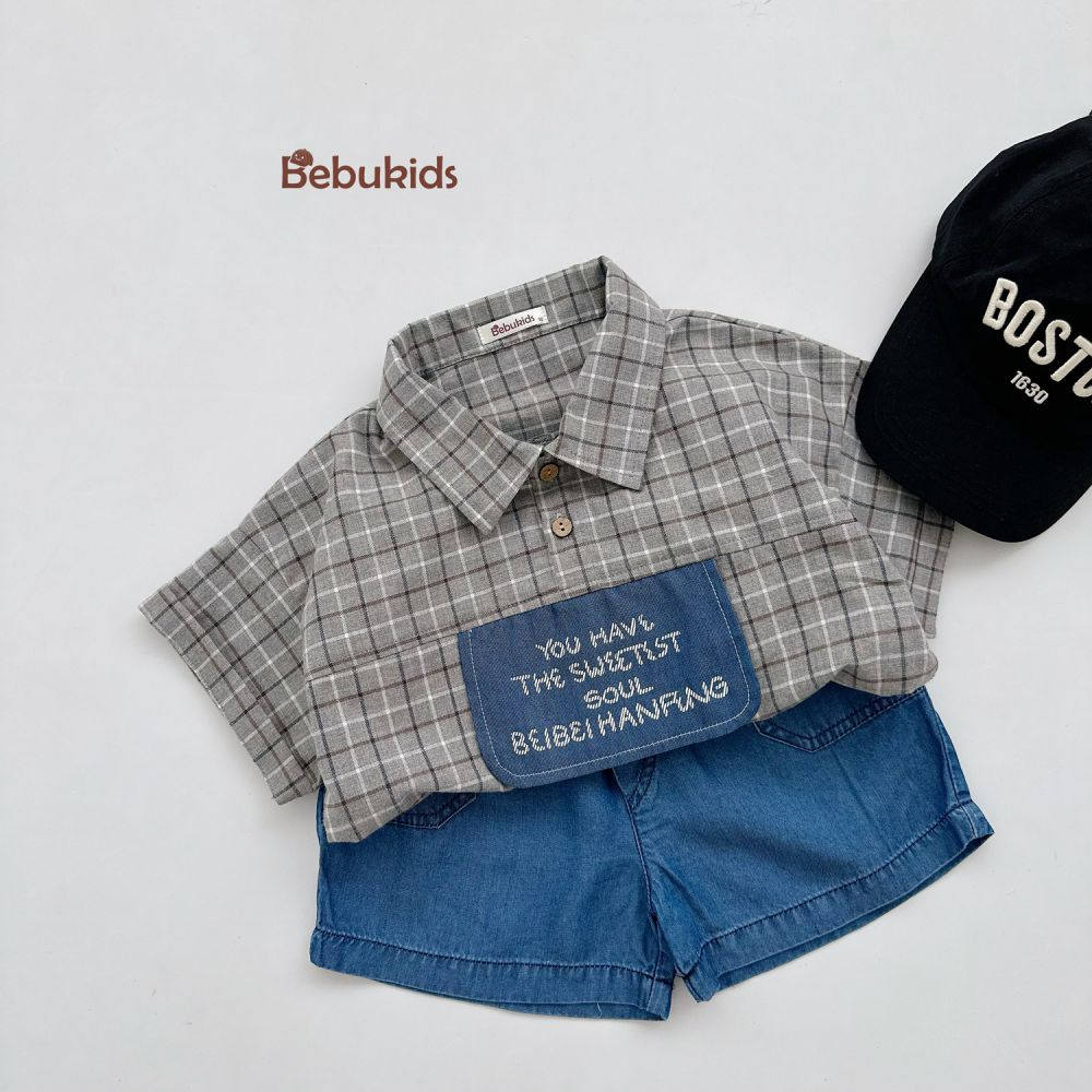 Set bộ cộc tay sơ mi đáng yêu mặc mùa hè cho bé trai, chất liệu 100% cotton,quần áo trẻ em Bebukidsstore SB1662