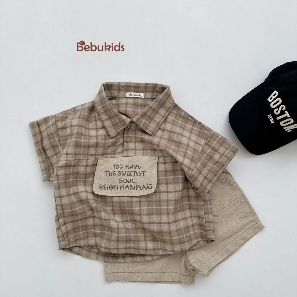 Set bộ cộc tay sơ mi đáng yêu mặc mùa hè cho bé trai, chất liệu 100% cotton,quần áo trẻ em Bebukidsstore SB1662