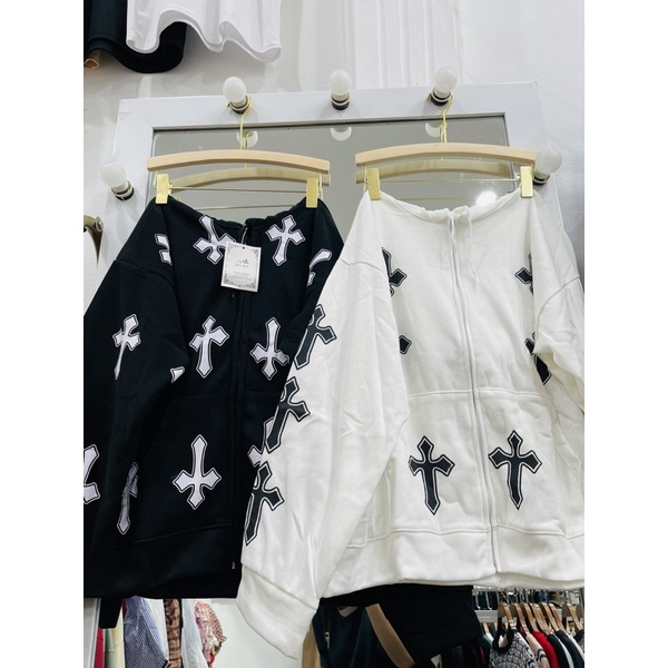 Áo Khoác Hoodie in hình thánh giá cross có khóa kéo Homies liền mũ, áo Hoodie zip Unisex Nam Nữ chất dày dặn cá tính