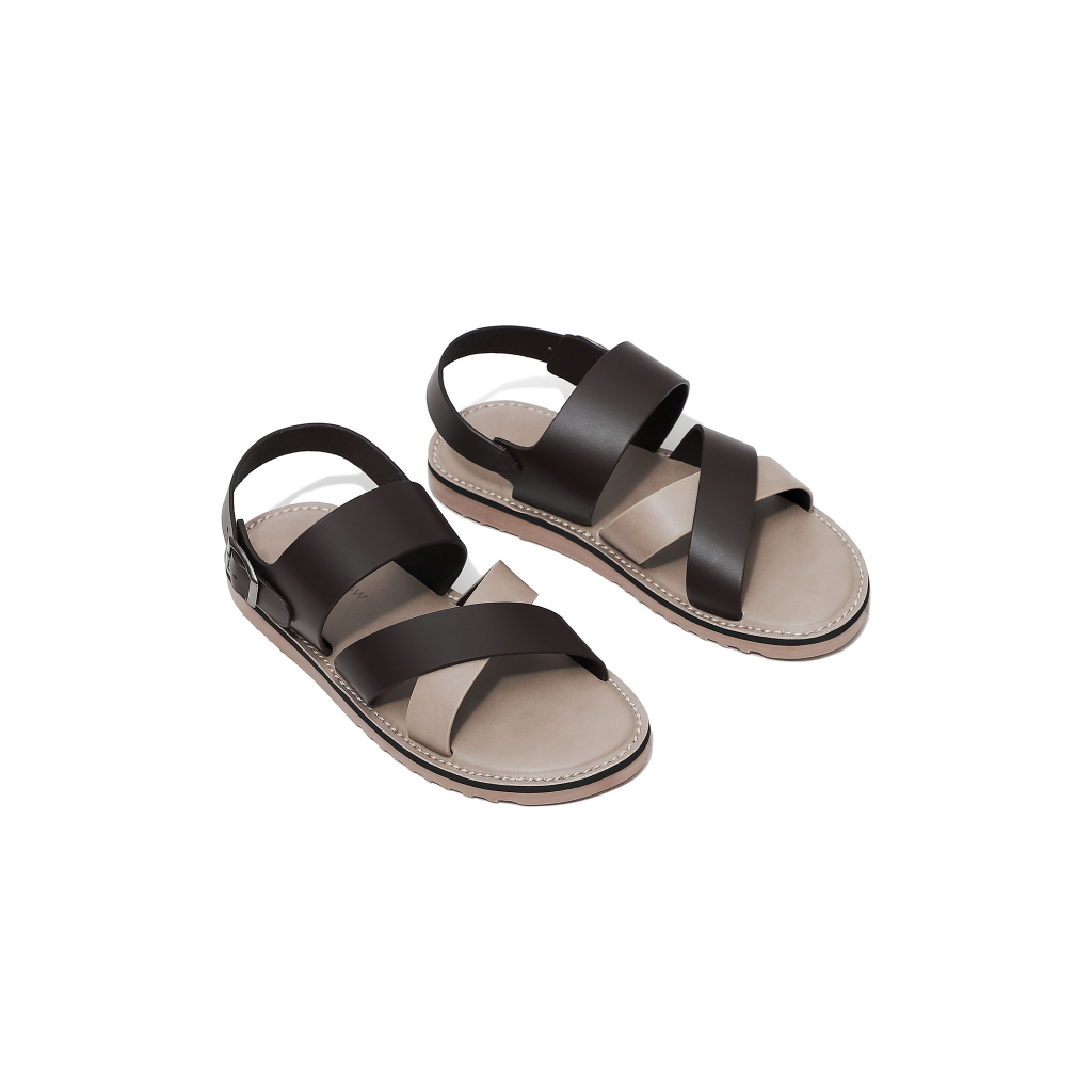 Dép Sandal Neutral Beige Brown, Chất Liệu Quai Da Bò, Đế Dép TPR Đặc Thoải Mái, DE0007, SOMEHOW