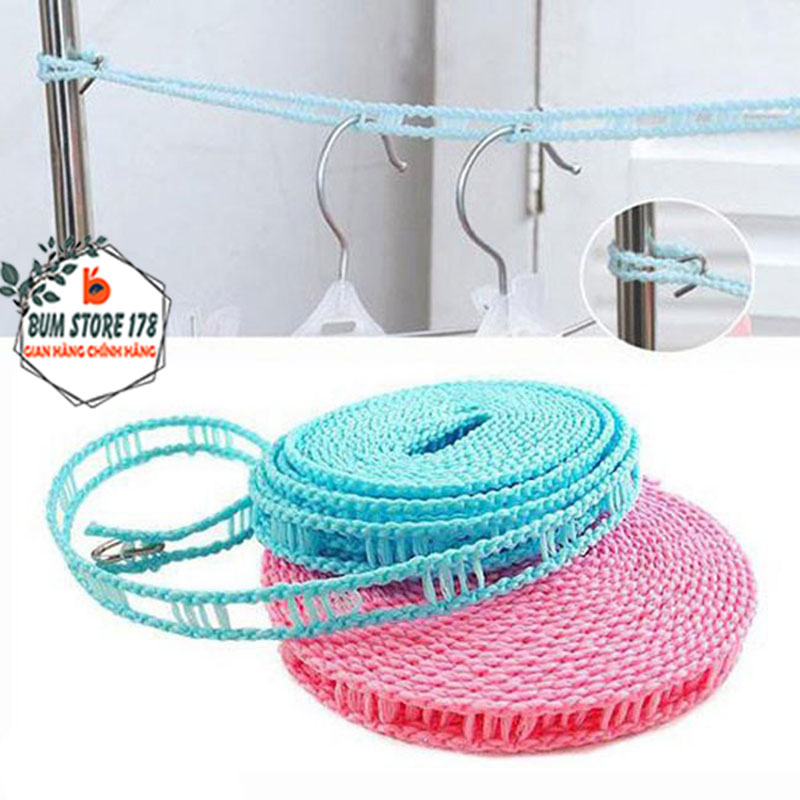 Dây phơi quần áo thông minh nhiều lỗ móc đa năng, Giá phơi đồ xoắn làm bằng dây cước nhựa dẻo dai bền chắc