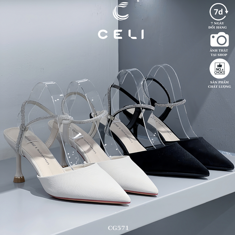 Giày cao gót nữ Celi Shoes 7p gót nhọn da trơn CG571