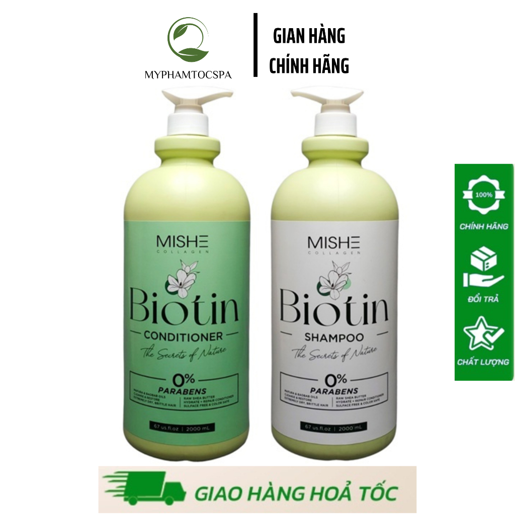 Gội Xả Mishe Biotin Thơm Mềm Mượt 2000ML Myphamtocspa