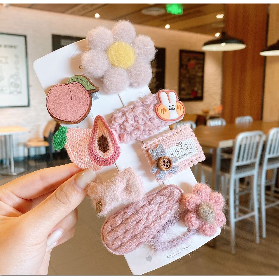 Bộ Kẹp tóc công chúa bằng vải bông dễ thương xinh  phong cách Hàn Quốc cho bé