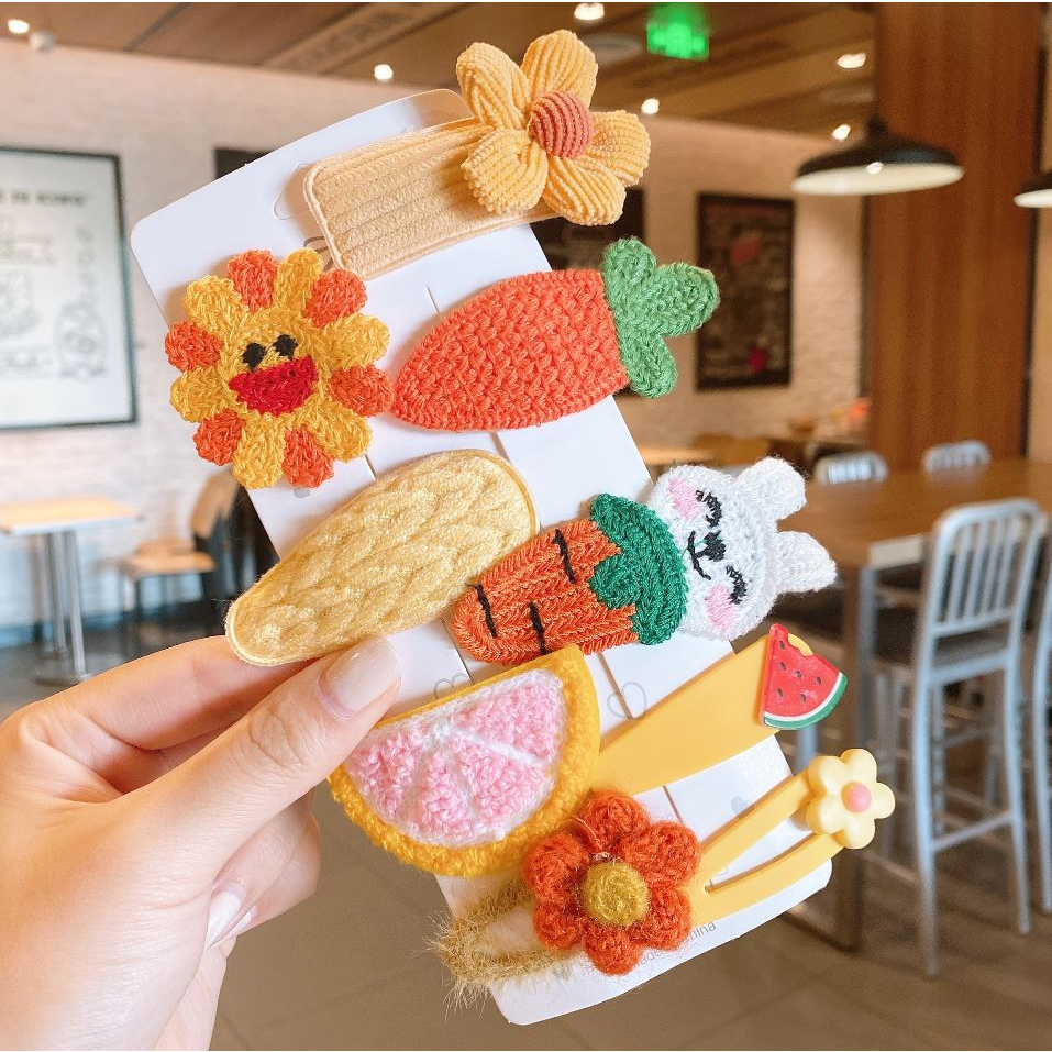 Bộ Kẹp tóc công chúa bằng vải bông dễ thương xinh  phong cách Hàn Quốc cho bé