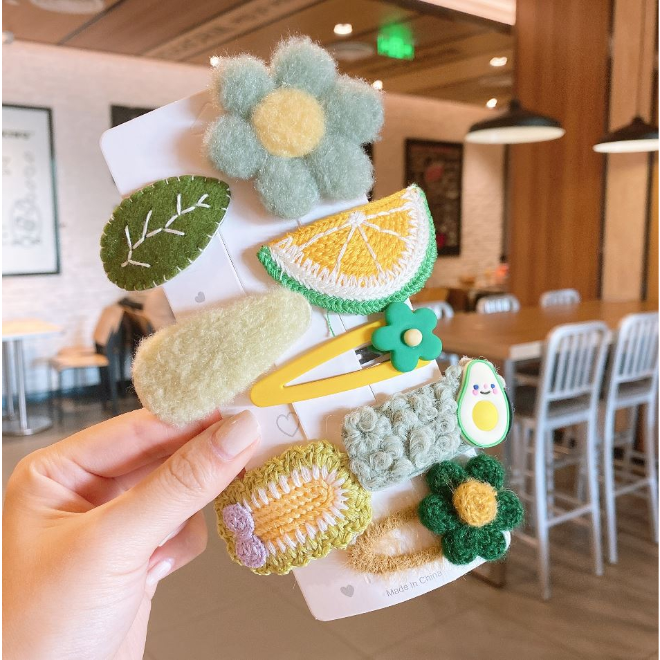 Bộ Kẹp tóc công chúa bằng vải bông dễ thương xinh  phong cách Hàn Quốc cho bé