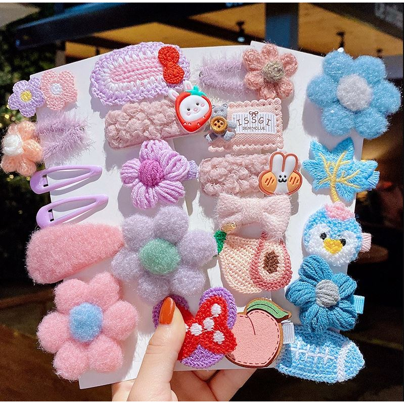 Bộ Kẹp tóc công chúa bằng vải bông dễ thương xinh  phong cách Hàn Quốc cho bé