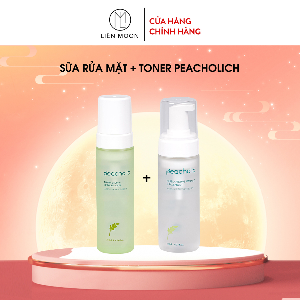 V33 Cặp đôi Sữa rửa mặt và Toner PeachHolic Sạch sâu Cấp ẩm và bảo vệ làn da