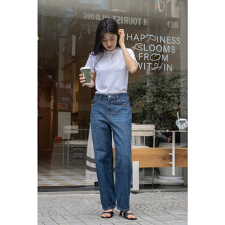 HASHTAGEM - Quần Jeans Nữ Loose Jeans Stone Blue LSJ.12 Ống Suông Rộng, Lưng Cao, Màu Sắc Thanh Lịch
