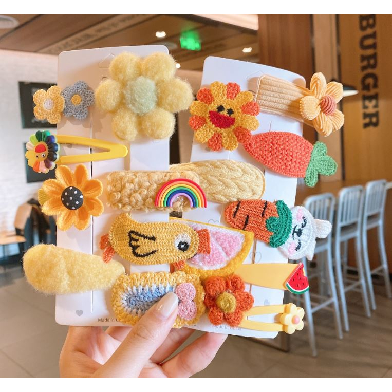 Bộ Kẹp tóc công chúa bằng vải bông dễ thương xinh  phong cách Hàn Quốc cho bé