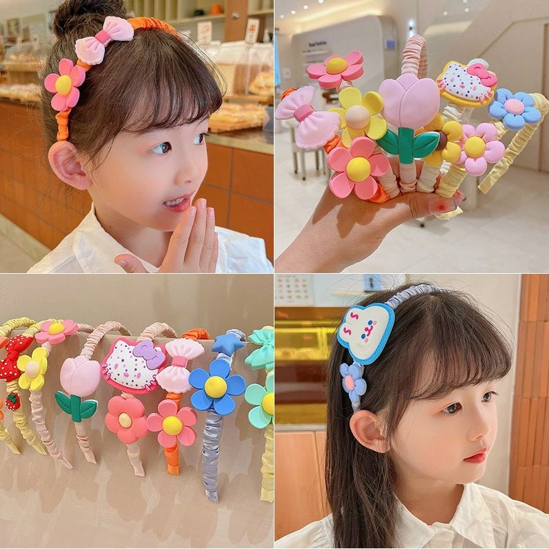 Cài tóc bọc vải cho bé gái đính hình dễ thương siêu mềm cho bé