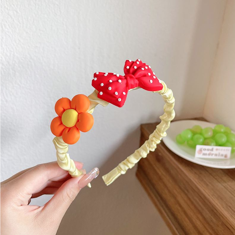 Cài tóc bọc vải cho bé gái đính hình dễ thương siêu mềm cho bé