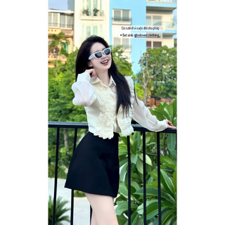 Set sơ mi tiểu thư 2 món kèm hoa (Ảnh thật shop tự chụp)