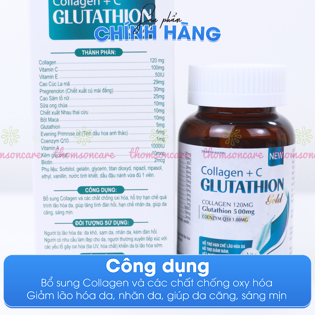 Combo siêu trắng da, da căng mịn Lcystine 60v, Glutathion Gold 30v, Vitamin C Mediusa 60v - l crystine citin Thomsoncare