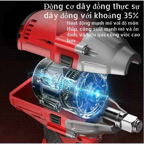 Máy Siết Bulong BOSCH 1599V, đầu 2 trong 1 - Bulong 3 Đèn Led Trợ Sáng - Máy bắn bulong không chổi than