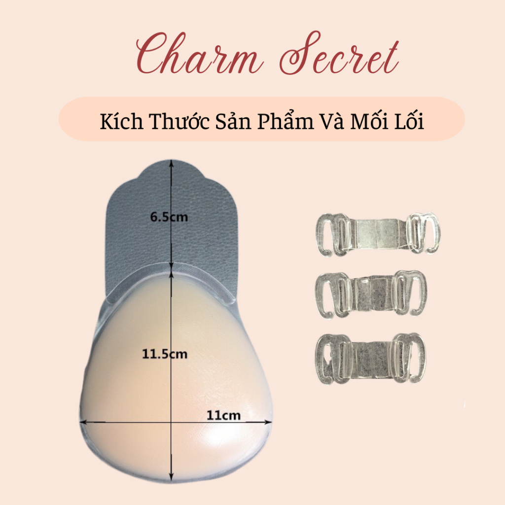 Miếng Dán Nâng Ngực Tạo Khe Tàn Hình Móc Cài Trước Silicon Chống Rơi Tụt,  Áo Ngực Dán Silicon -MDCT