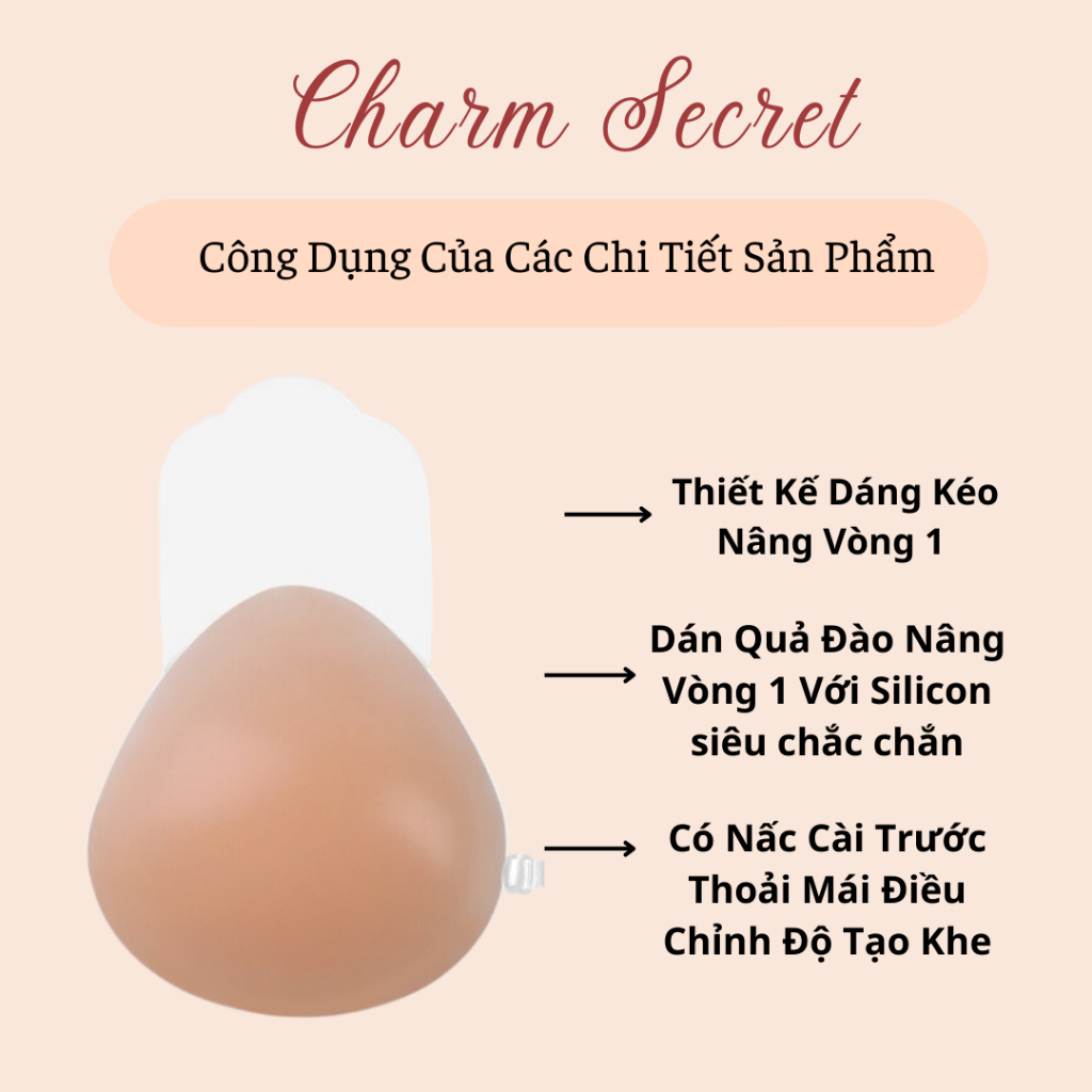 Miếng Dán Nâng Ngực Tạo Khe Tàn Hình Móc Cài Trước Silicon Chống Rơi Tụt,  Áo Ngực Dán Silicon -MDCT