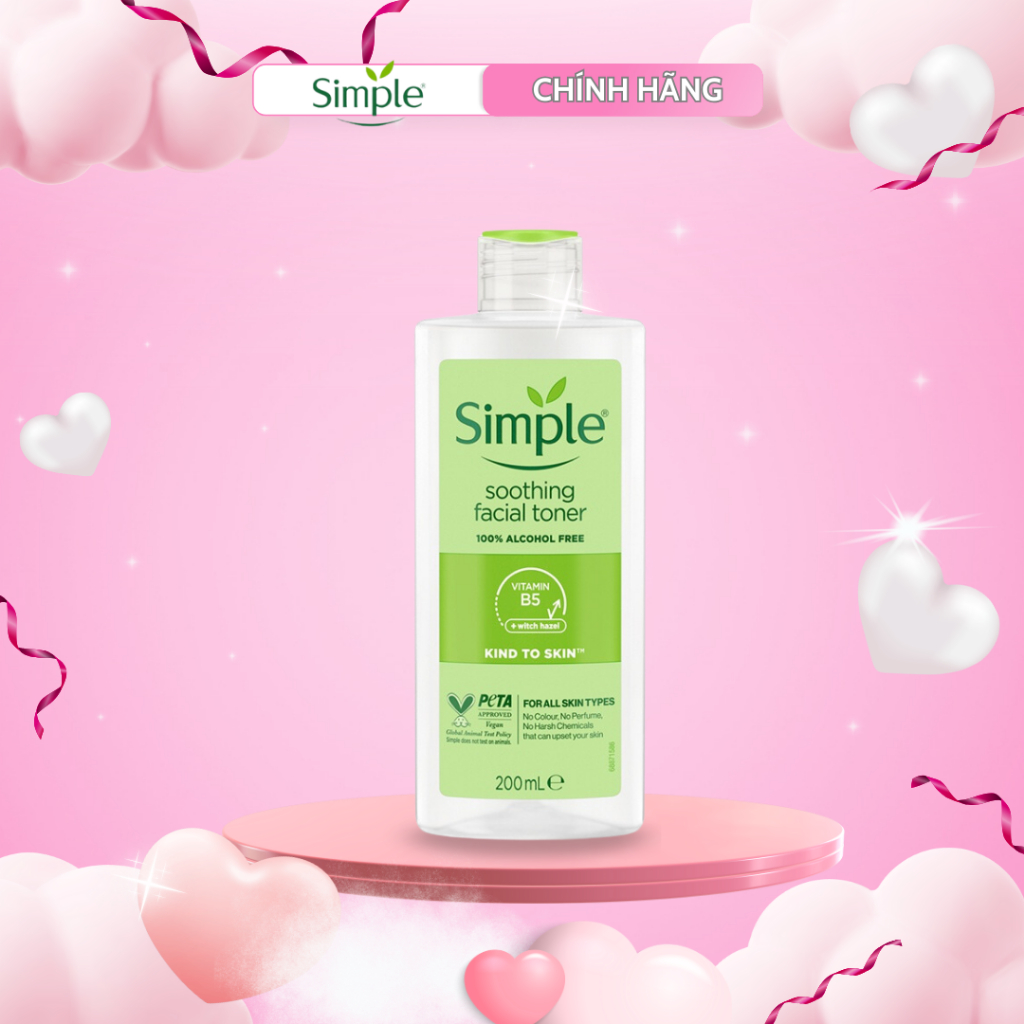 Nước hoa hồng Simple Toner làm dịu và cân bằng độ ẩm cho da - lành tính 200ml