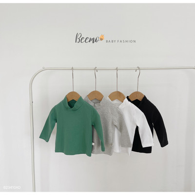 Áo giữ nhiệt Beemo dài tay cho bé trai basic cổ cao 3 phân chất liệu cotton co giãn, ấm áp mặc thu đông B23410AD
