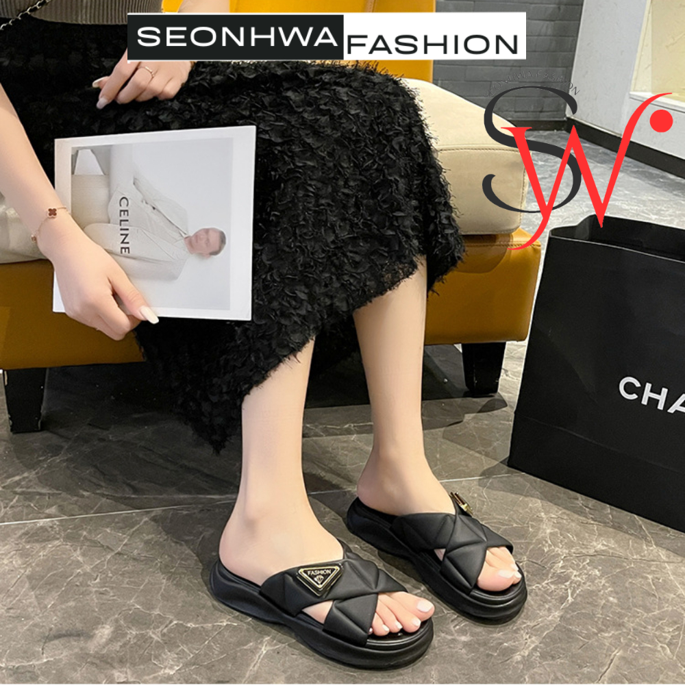 Dép bánh mì dáng rộng SEONHWA cao 4cm mềm mại chống trượt cho nữ G9309