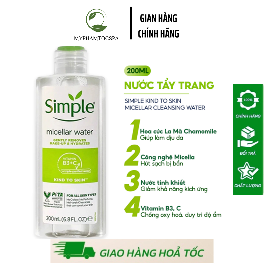 Nước Tẩy Trang Simple 200ML Myphamtocspa