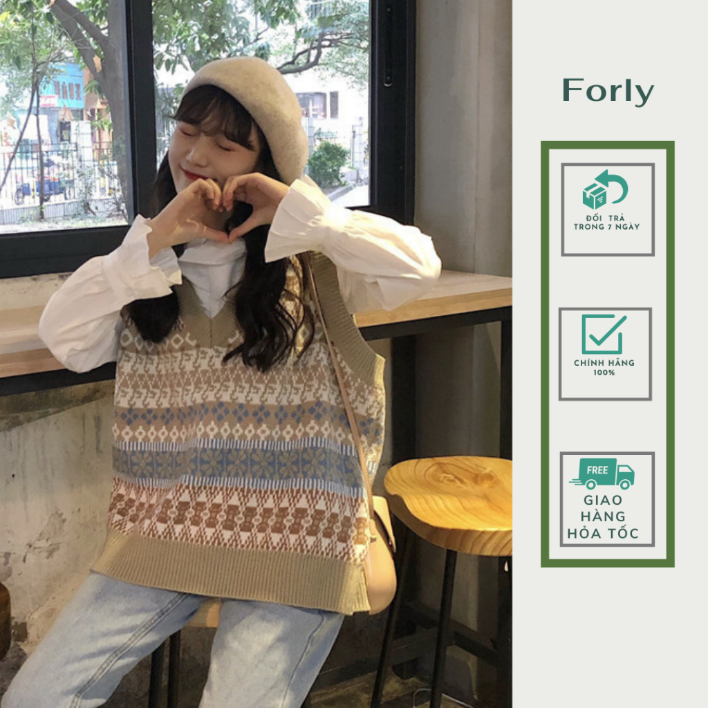Áo len gile nữ thổ cẩm Forgirlstudio siêu ấm áp phong cách thời trang thu đông dành cho nữ FG107