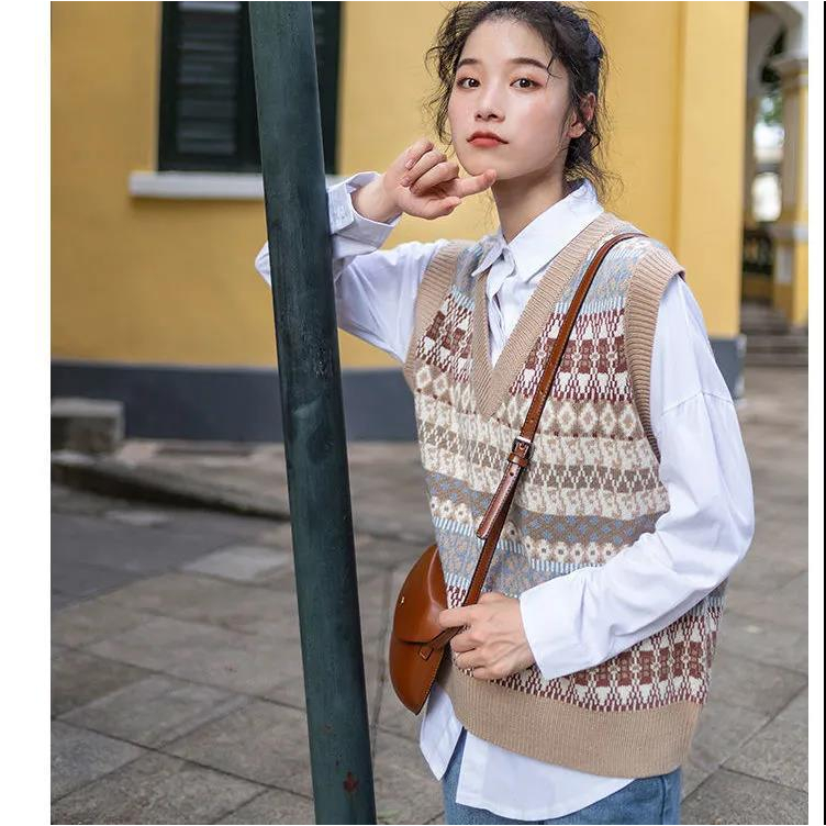 Áo len gile nữ thổ cẩm Forgirlstudio siêu ấm áp phong cách thời trang thu đông dành cho nữ FG107
