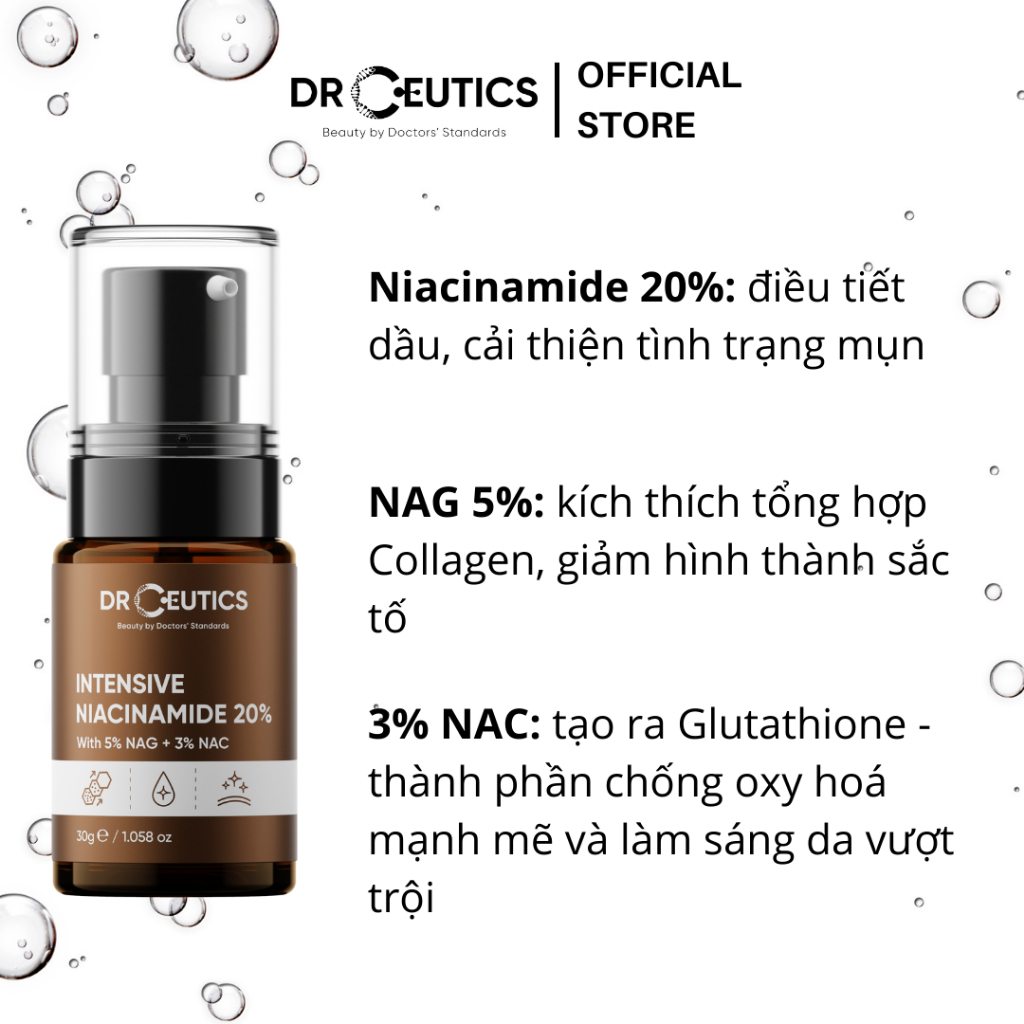 DRCEUTICS Tinh chất Niacinamide DrCeutics Intensive Niacinamide 20% Mờ Thâm Sáng Da (30g)