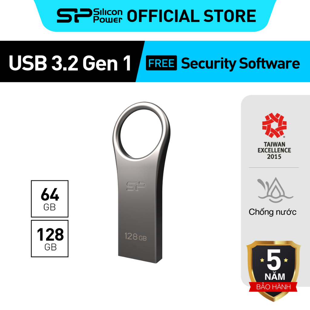 [Mã ELCL12 giảm 9% đơn 300K] USB 3.0 Silicon Power Jewel J80 Hỗ trợ cổng USB 3.2 Gen 1 32GB/64GB/128GB -BH 5 năm