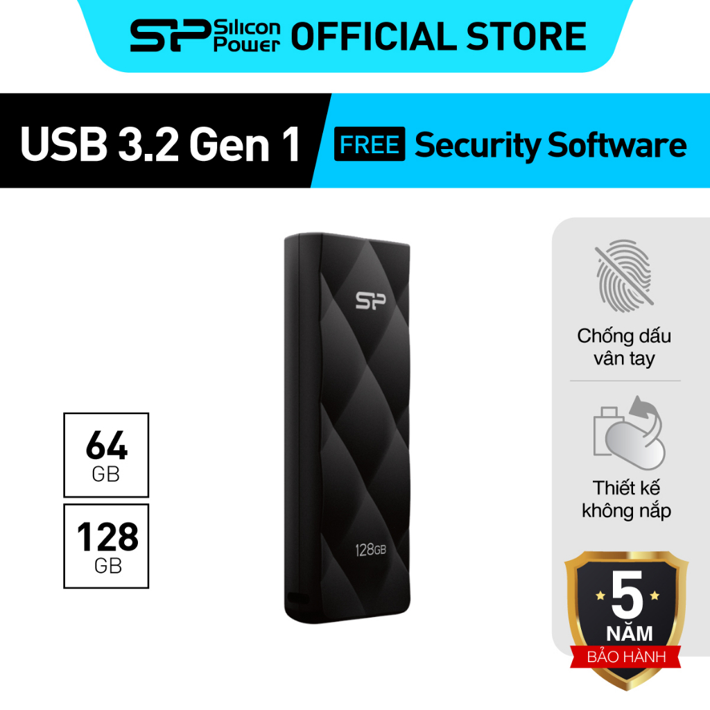 USB 3.0 Silicon Power Blaze B20 Hỗ trợ cổng USB 3.2 Gen 1 16gGB/32GB/64GB/128GB -BH 5 năm