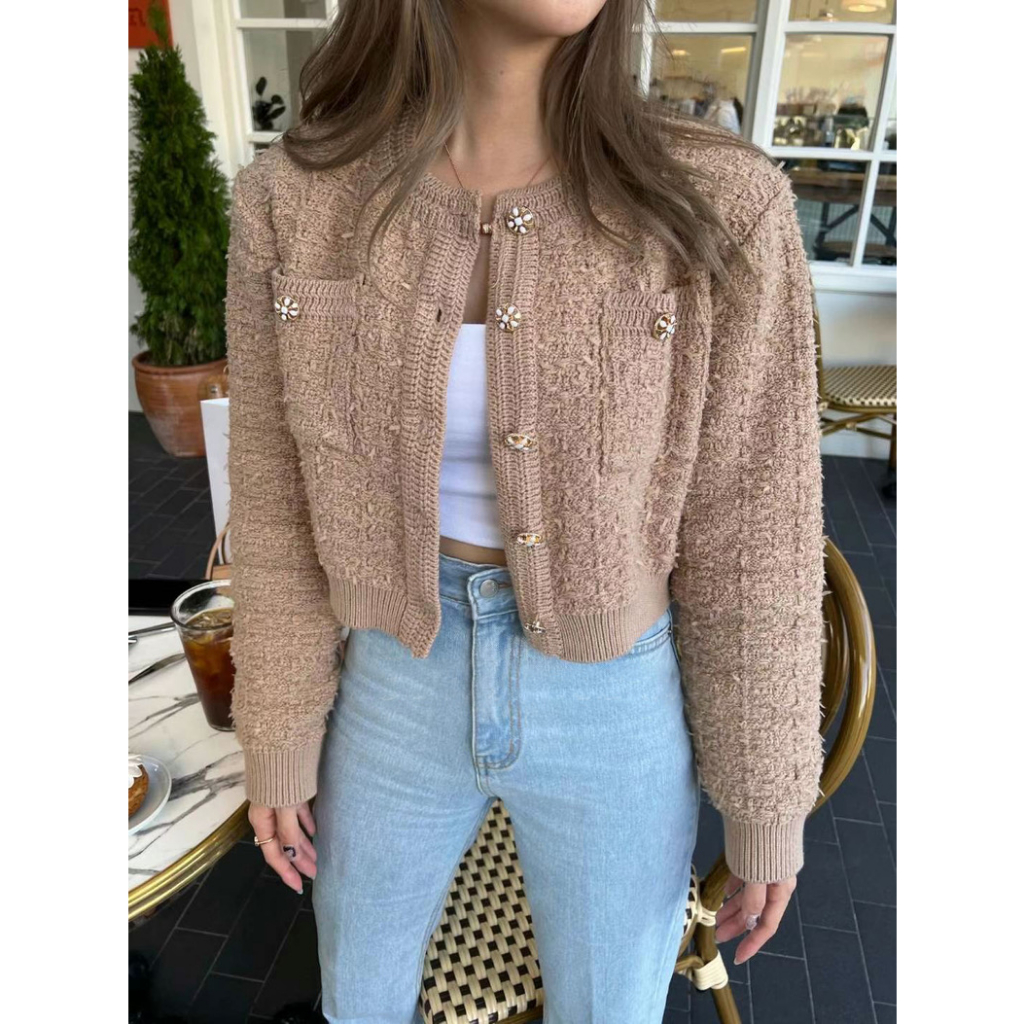 Áo Khoác Cardigan Len xù 3 Màu Thời Trang Phong Cách Đường Phố Dễ Phối Cho nữ