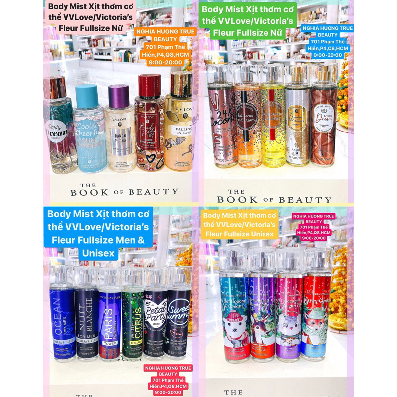 Body mist xịt thơm cơ thể Vvlove/ Victoria Fleur Fullsize 236ml Nam - Nữ - Unisex