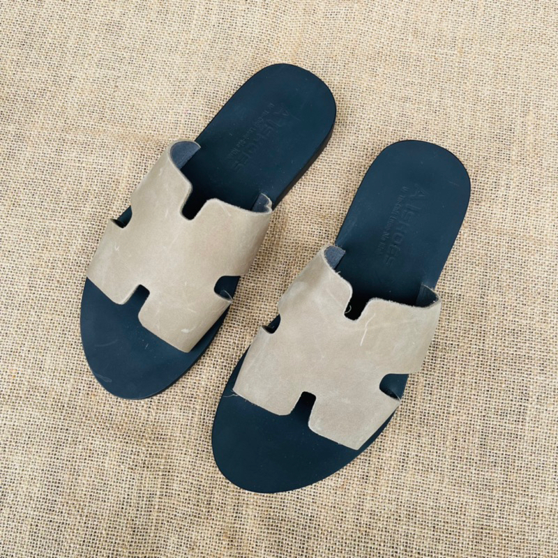 Dép Da Nam Cao Cấp Atshoes Dép chữ H Cao Cấp Da Bò Đế Caosu  Chống Nước HAT51