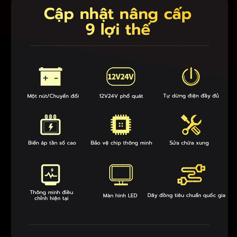 Bộ sạc bình ắc quy tự ngắt 12v 24v, sạc bình ắc quy xe máy ô tô từ 4ah - 200ah hàng chính hãng