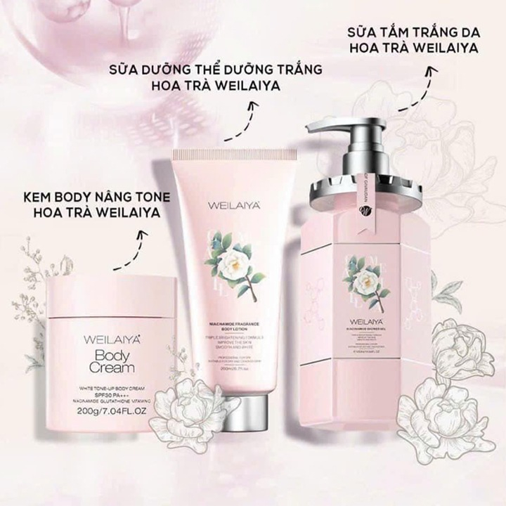 Sữa tắm Weilaiya hoa trà 450ml, sữa tắm trắng da cấp ẩm giúp da căng mướt và mịn màng, hương nước hoa - Kelly Cosmetics