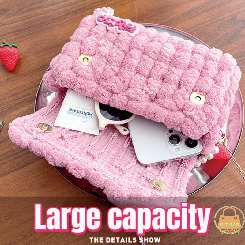 Túi đeo chéo túi handmade tự đan Thủ Công bear dâu Dễ Thương tự làm thủ công Quà cho bạn gái