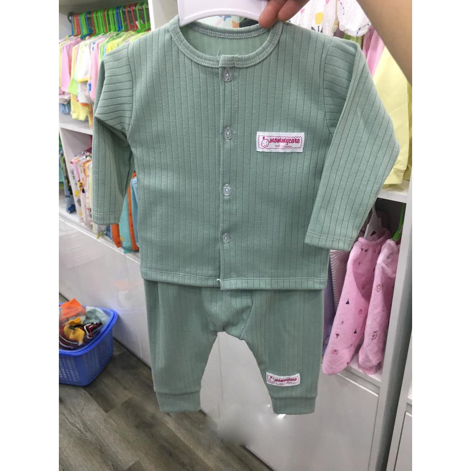 Bộ dài len tăm Mommycare cúc giữa màu loại đẹp, bộ mặc thu đông cho bé sơ sinh