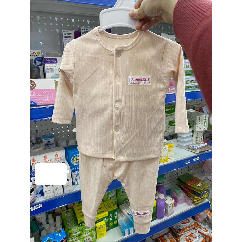 Bộ dài len tăm Mommycare cúc giữa màu loại đẹp, bộ mặc thu đông cho bé sơ sinh