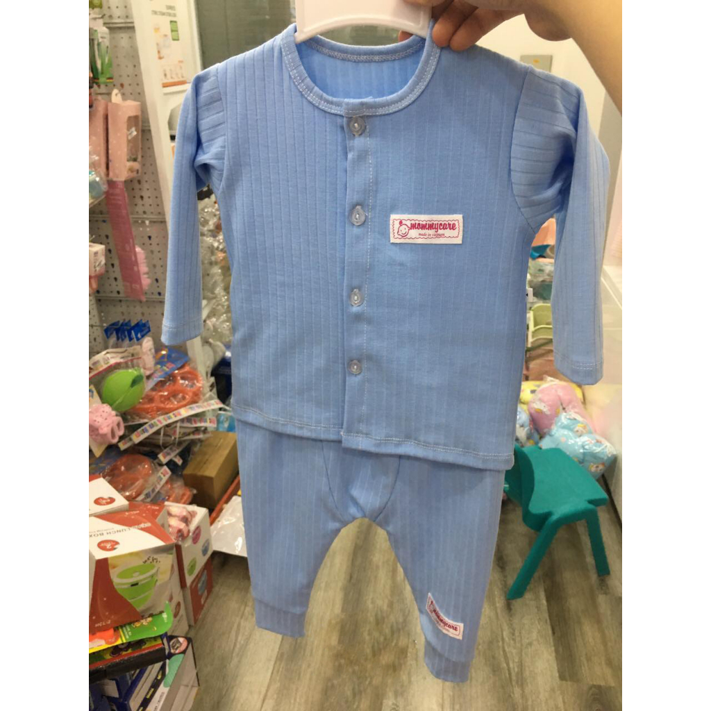 Bộ dài len tăm Mommycare cúc giữa màu loại đẹp, bộ mặc thu đông cho bé sơ sinh