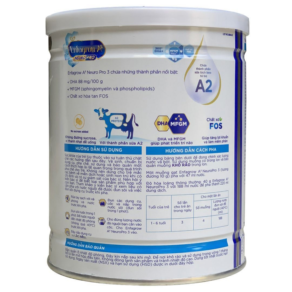 Sữa Bột Enfagrow A+ A2 Neuro pro số 3 800g
