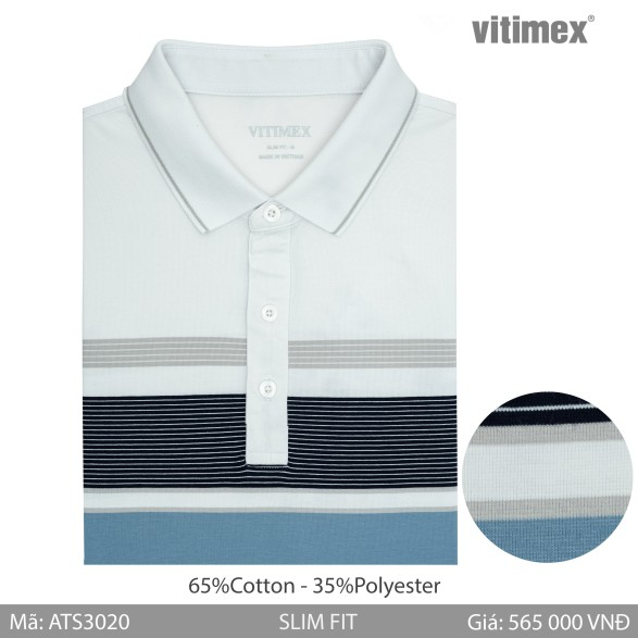 Áo thun nam Polo VITIMEX sợi Tre mềm mượt thoáng khí ATS3020