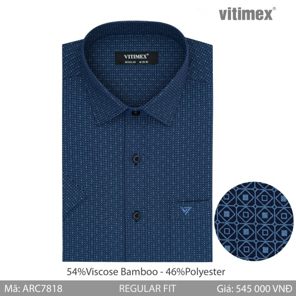 ÁO SƠ MI NGẮN TAY REGULAR VẢI TRE MÁT LẠNH ARC7818