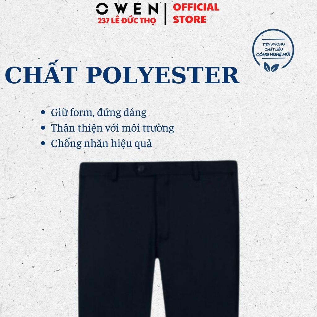 Quần âu nam Owen QST231505 đồ tây công sở chất liệu polyester cao cấp màu navy trơn form slim fit ống ôm cạp tăng đơ