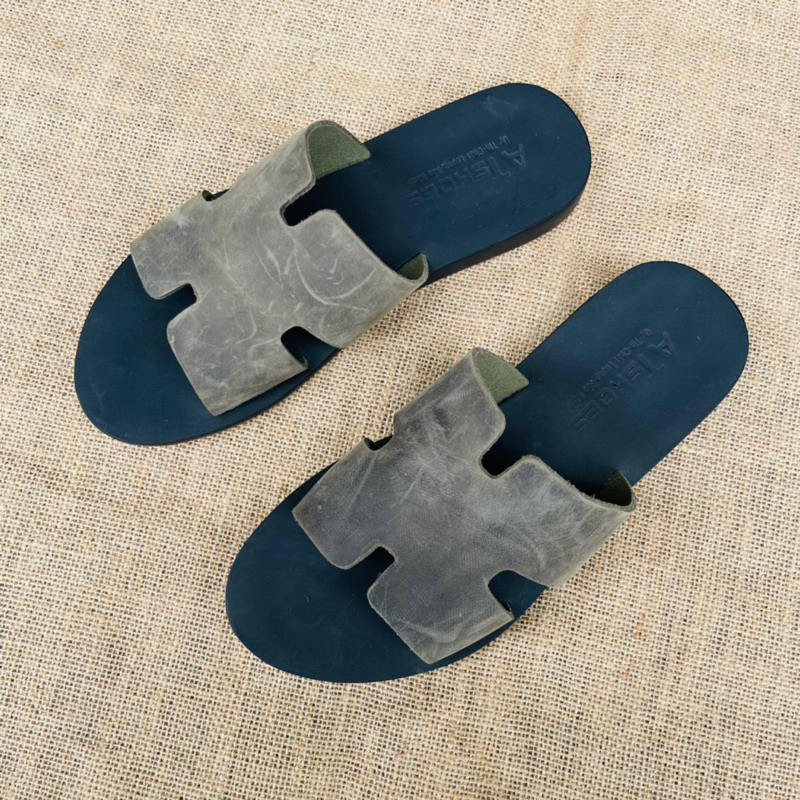 Dép Da Nam Cao Cấp Atshoes Dép chữ H Cao Cấp Da Bò Đế Caosu  Chống Nước HAT51