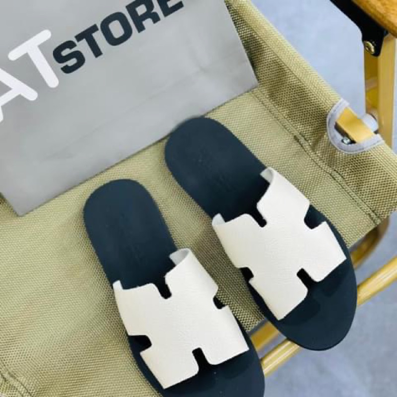 Dép Da Nam Cao Cấp Atshoes Dép chữ H Cao Cấp Da Bò Đế Caosu  Chống Nước HAT51