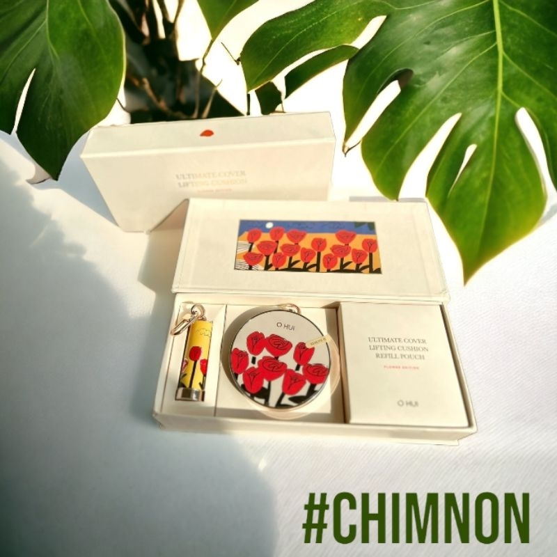 SET CUSHION OHUI Hoa Hồng 3 Món Phấn Nước + Lõi + Son Mini - Quà Tặng Tết