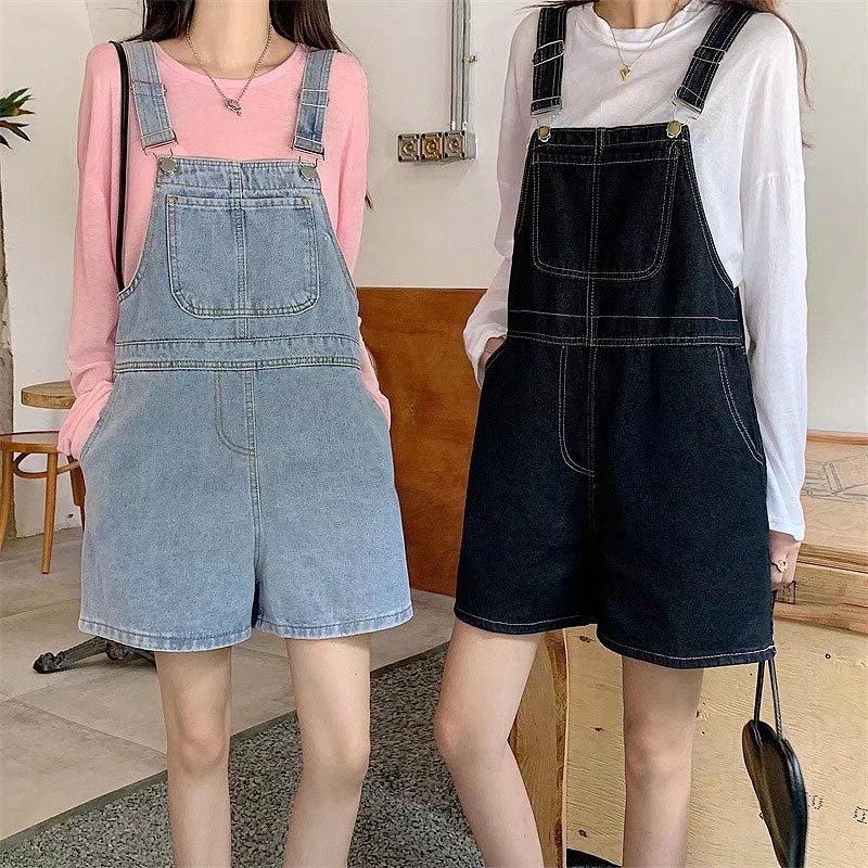 Quần Yếm Jean MIAA Quần Yếm Kaki Đùi Dáng Rộng, quần jean yếm nữ form rộng Phong Cách Hàn Quốc