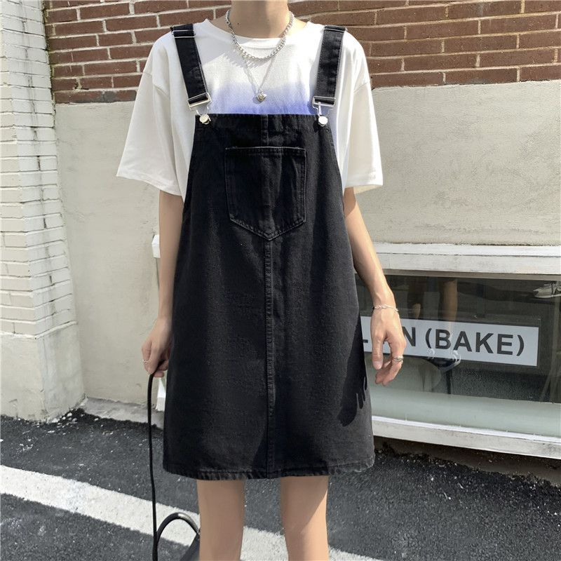 Váy yếm jean nữ vải bò ngắn MIAA chất jean dày dặn , đầm yếm demin hai dây có túi phong cách ulzzang Hàn Quốc